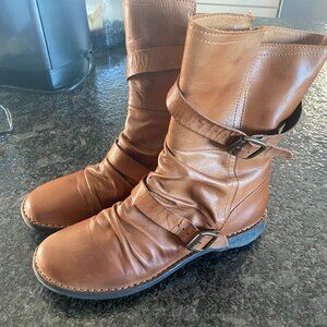 Miz Mooz Leather Buckled Mid-High Boots, 9W